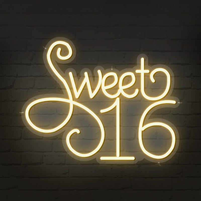 Bold Sweet 16 Neon Sign GracieBee Designs & Stationery