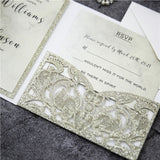 Floral Tri-Fold Glitter Invitation Suite GracieBee Designs & Stationery