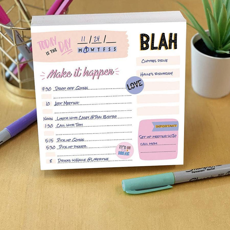 Undated Make it Happen Daily Note Block GracieBee Designs & Stationery