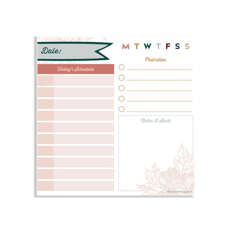 Undated Boho Daily Note Block Calendar GracieBee Designs & Stationery