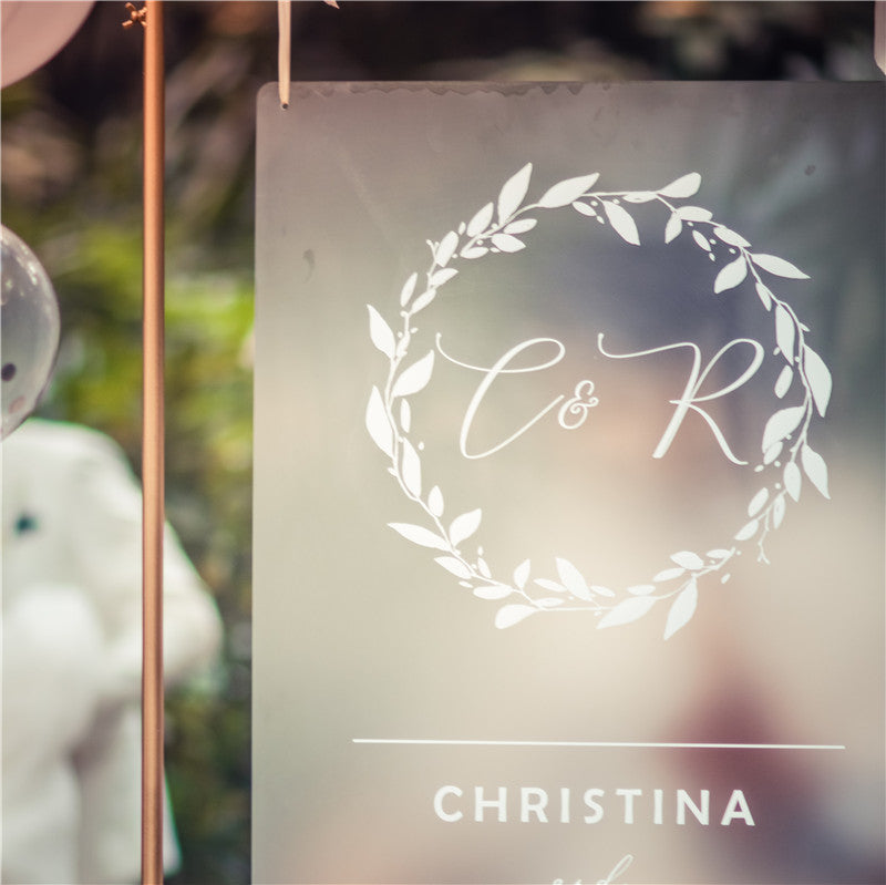 Frosted Simple White Ink Acrylic Welcome Sign GracieBee Designs & Stationery