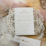 Gorgeous Lace Glitter Invitation Suite GracieBee Designs & Stationery