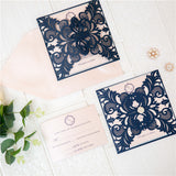 Symmetrical Lace Pocket Invitation GracieBee Designs & Stationery