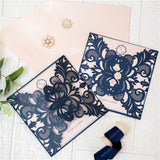 Symmetrical Lace Pocket Invitation GracieBee Designs & Stationery