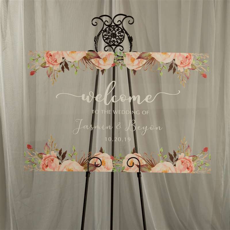 Colorful and Chic Floral Acrylic Welcome Sign GracieBee Designs & Stationery